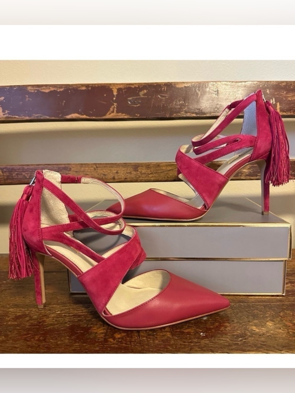Louise et Cie Jemmy Strappy Pointy-Toe Pump Cross Strap Heels Shoes Sandals Pink